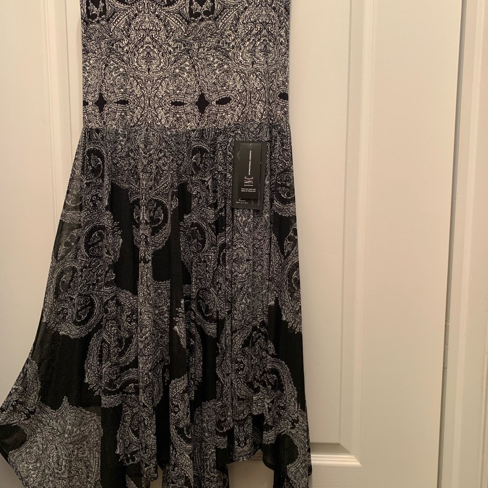 Black and Gray Patterned  Scarf Dress
